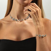 Minimalist Square Rhinestone Choker Necklace Bracelet - ArtGalleryZen