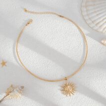 Minimalist Sun Face Pendant Collar Necklace - ArtGalleryZen