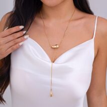 Minimalist Waterdrop Pendant Long Chain Y Necklace - ArtGalleryZen