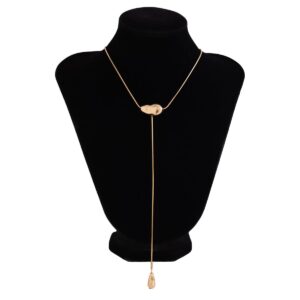 Minimalist Waterdrop Pendant Long Chain Y Necklace - ArtGalleryZen