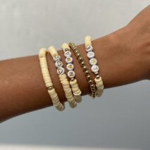 Mother's Day Heart Letter Polymer Clay Beaded Bracelet Set - ArtGalleryZen