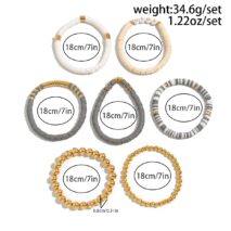 Mother's Day Theme 7pcs Heart Letter Polymer Clay Beaded Bracelet Set - ArtGalleryZen