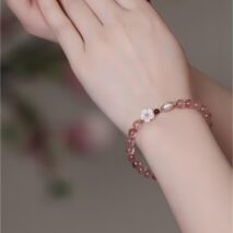 Natural Pink Crystal Cherry Blossom Bracelet - ArtGalleryZen