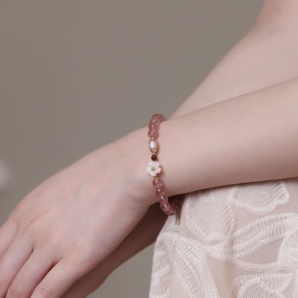 Cherry Blossom Bracelet Natural Pink Crystal Sakura | ArtGalleryZen