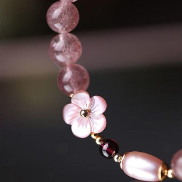 Cherry Blossom Bracelet Natural Pink Crystal Sakura | ArtGalleryZen