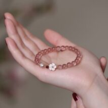 Natural Pink Crystal Cherry Blossom Bracelet - ArtGalleryZen