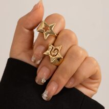Newly 2Pcs Hollow Star Spiral Open Ring Set - ArtGalleryZen