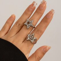 Newly 2Pcs Hollow Star Spiral Open Ring Set - ArtGalleryZen