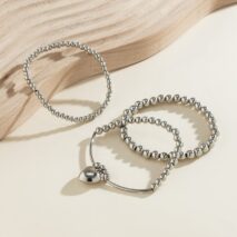 Newly 3pcs Silver Plated Heart Pendant Ball Chain Bracelet Set - ArtGalleryZen
