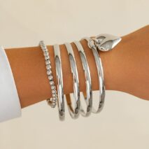 Newly 5pcs Heart Pendant Ball Chain Bangle Bracelet Set - ArtGalleryZen