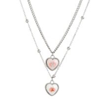 Newly Double Layered Rabbit Pattern Heart Pendant Ball Chain Necklace Set - ArtGalleryZen