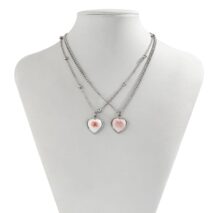 Newly Double Layered Rabbit Pattern Heart Pendant Ball Chain Necklace Set - ArtGalleryZen