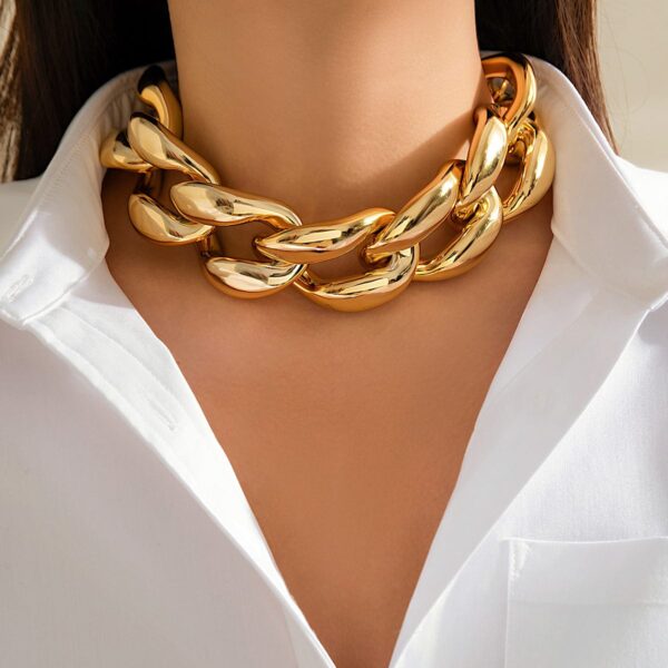 Get Newly Gold Silver Plated Chunky Curb Chain Choker Necklace