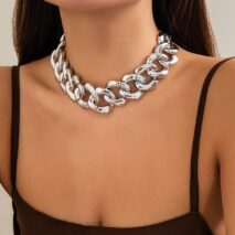 Newly Gold Silver Plated Curb Chain Choker Necklace - ArtGalleryZen