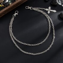 Newly Layered Relief Cross Pendant Trouser Chain - ArtGalleryZen