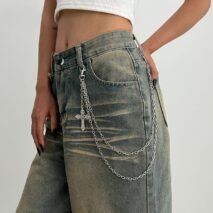 Newly Layered Relief Cross Pendant Trouser Chain - ArtGalleryZen