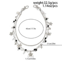 Newly Layered Star Bowknot Charm Glass Bead Trouser Chain - ArtGalleryZen