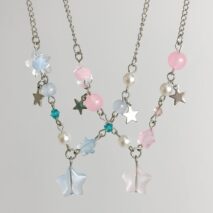 Newly Two Tone Layered Star Pendant Pearl Necklace - ArtGalleryZen