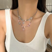 Newly Two Tone Layered Star Pendant Pearl Necklace - ArtGalleryZen