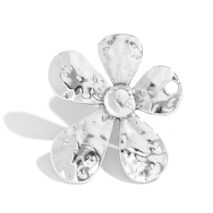 Newly Silver Tone Five-Pedal Flower Open Ring - ArtGalleryZen