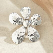 Newly Silver Tone Five-Pedal Flower Open Ring - ArtGalleryZen