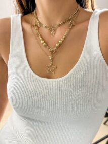 Noble Layered Tassel Starry Pendant Necklace Set - ArtGalleryZen