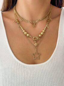 Noble Layered Tassel Starry Pendant Necklace Set - ArtGalleryZen