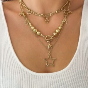 Noble Layered Tassel Starry Pendant Necklace Set - ArtGalleryZen