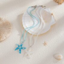 Ocean Style 2pcs Starfish Pendant Seed Bead Necklace Set - ArtGalleryZen