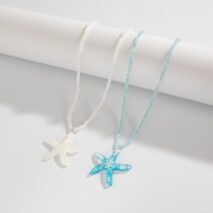 Ocean Style 2pcs Starfish Pendant Seed Bead Necklace Set - ArtGalleryZen