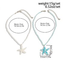 Ocean Style 2pcs Starfish Pendant Seed Bead Necklace Set - ArtGalleryZen
