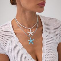 Ocean Style 2pcs Starfish Pendant Seed Bead Necklace Set - ArtGalleryZen