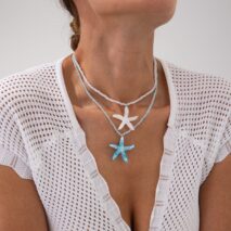 Ocean Style 2pcs Starfish Pendant Seed Bead Necklace Set - ArtGalleryZen