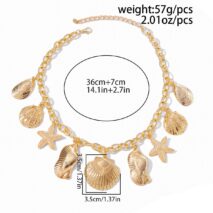 Ocean Style Chunky Starfish Shell Conch Tassel Necklace - ArtGalleryZen