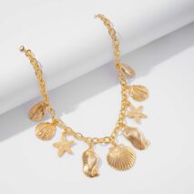 Ocean Style Chunky Starfish Shell Conch Tassel Necklace - ArtGalleryZen