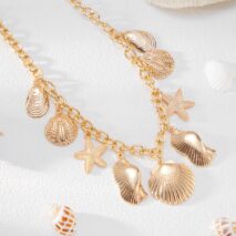 Ocean Style Chunky Starfish Shell Conch Tassel Necklace - ArtGalleryZen