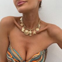 Ocean Style Chunky Starfish Shell Conch Tassel Necklace - ArtGalleryZen