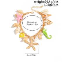 Ocean Style Conch Starfish Pearl Tassel Anklet - ArtGalleryZen
