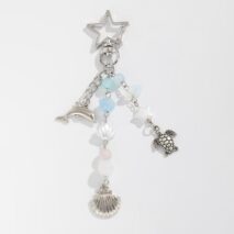 Ocean Style Dolphin Shell Turtle Pendant Pearl Glass Beaded Keychain - ArtGalleryZen