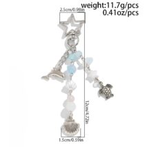 Ocean Style Dolphin Shell Turtle Pendant Pearl Glass Beaded Keychain - ArtGalleryZen
