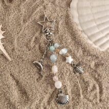 Ocean Style Dolphin Shell Turtle Pendant Pearl Glass Beaded Keychain - ArtGalleryZen