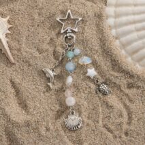 Ocean Style Dolphin Shell Turtle Pendant Pearl Glass Beaded Keychain - ArtGalleryZen