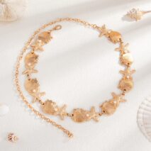 Ocean Style Gold Tone Pearl Shell Starfish Waist Chain - ArtGalleryZen