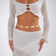 Ocean Style Gold Tone Pearl Shell Starfish Waist Chain - ArtGalleryZen