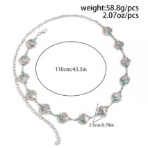 Ocean Style Silver Tone Turquoise Inlaid Shell Waist Chain - ArtGalleryZen