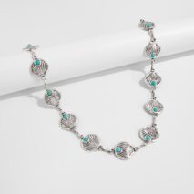 Ocean Style Silver Tone Turquoise Inlaid Shell Waist Chain - ArtGalleryZen