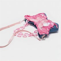 Original Pink Denim Butterfly Acrylic Chain Shoulder Crossbody Bag - ArtGalleryZen