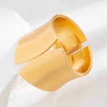 Oversized Gold Silver Tone Frosted Wide Cuff Bangle Bracelet - ArtGalleryZen