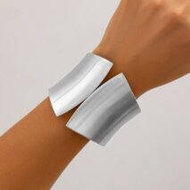 Oversized Gold Silver Tone Frosted Wide Cuff Bangle Bracelet - ArtGalleryZen