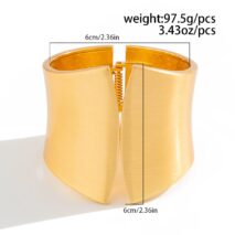 Oversized Gold Silver Tone Frosted Wide Cuff Bangle Bracelet - ArtGalleryZen